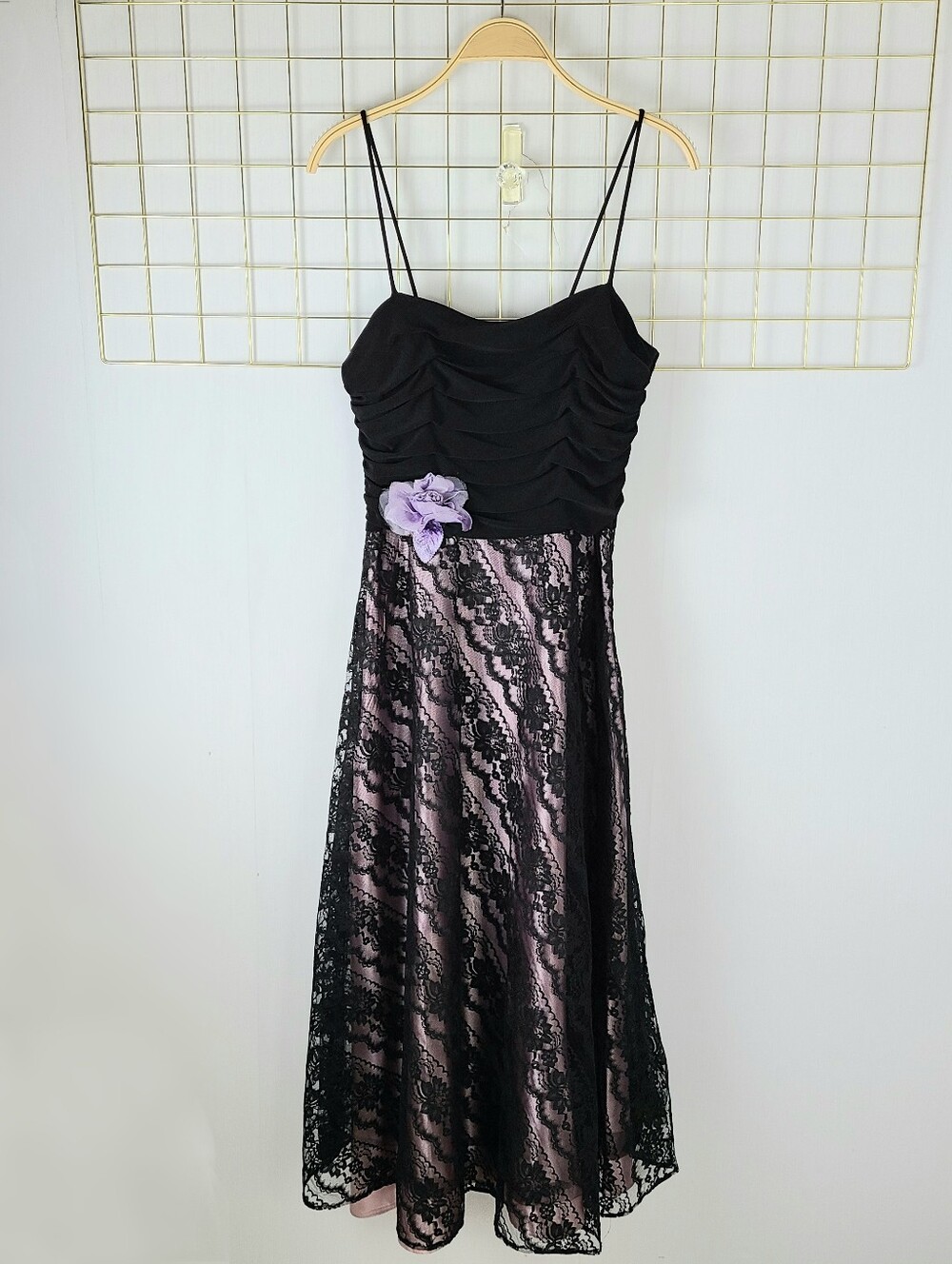 Jessica McClintock Vintage Whimsigoth Dark Fairy Lace Overlay Made In USA Dress